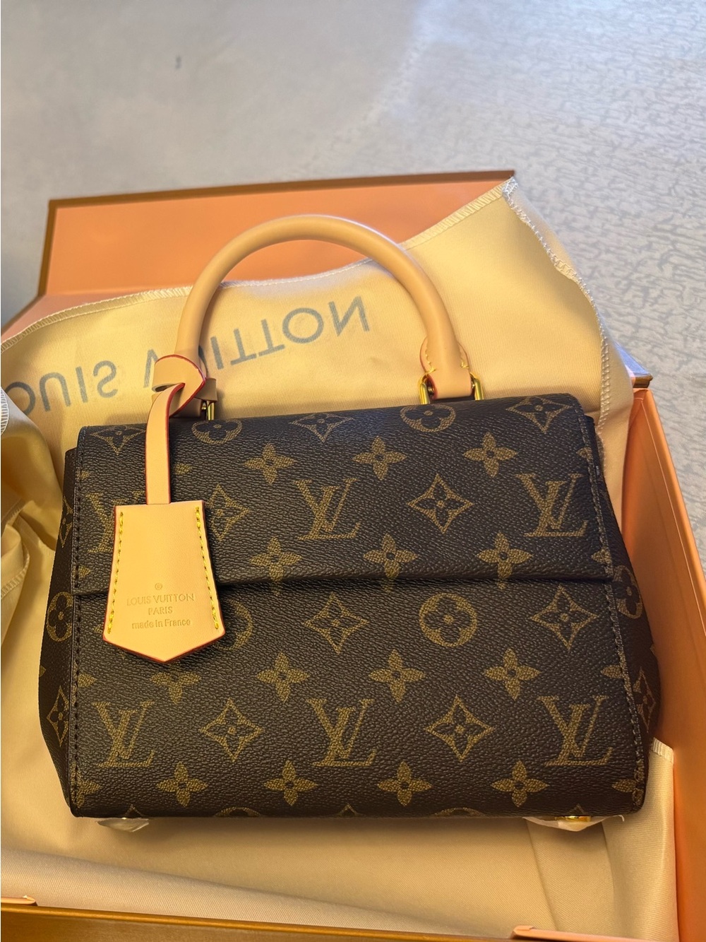 Brown Monogram Top-Handle Bag - Pink Trim 20CM.